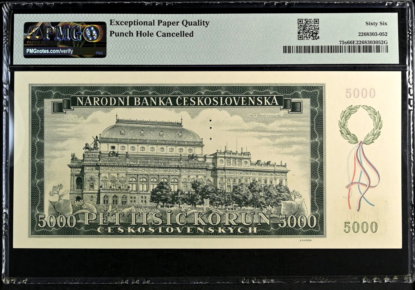 【Blue Auction】✨世界纸币精拍第408期【精】  【冠军分】捷斯 1945年5000克朗 PMG66EPQ 大票幅 音乐家斯塔美那 性价比超高 热门升值品种 样钞  