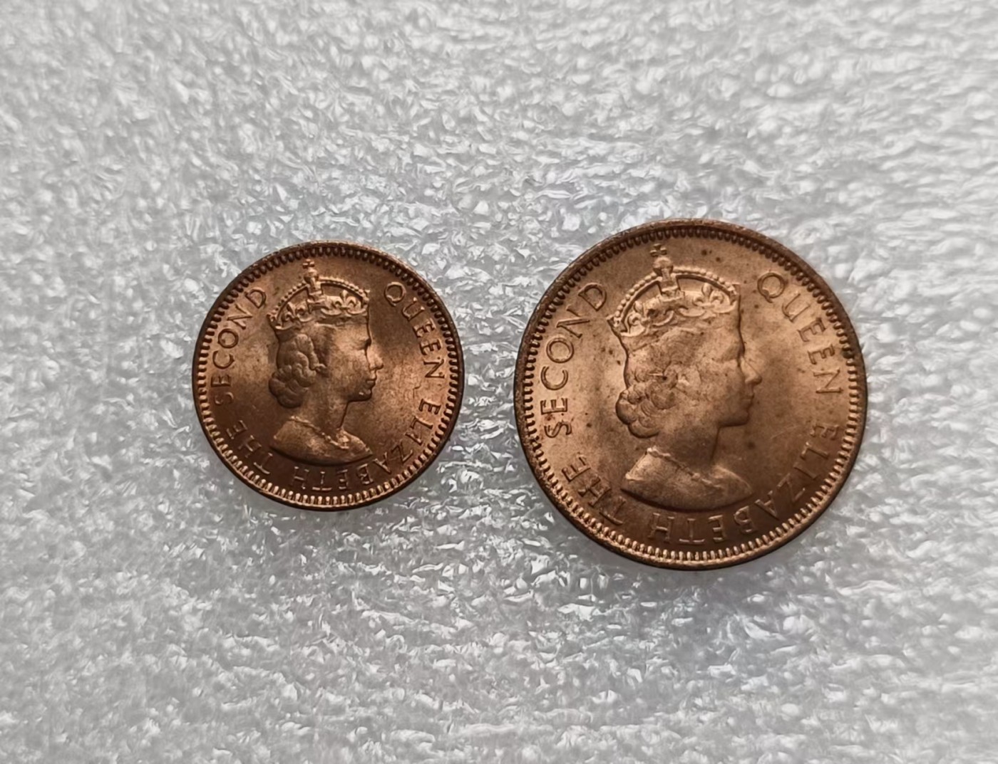 瓶子🏺第122期拍卖会 毛里求斯1-2分铜币 1953年原光 英国女王伊丽莎白二世女王版