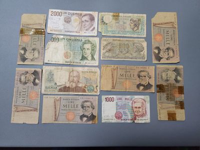 外国纸币第16期 - 意大利一组次品 破旧污损