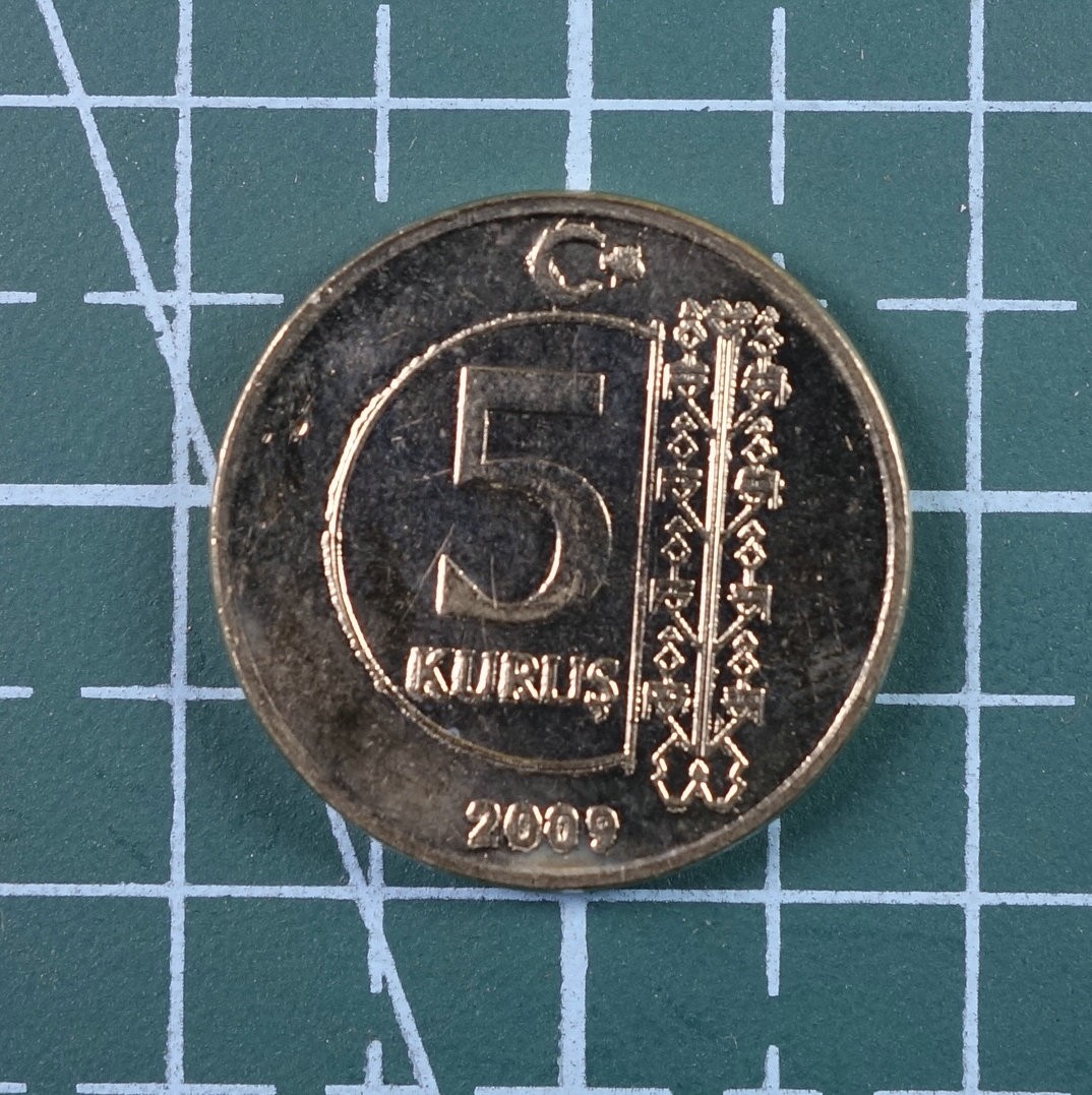 天业钱币散币、银币拍卖第24次专场 全场0元起拍0佣金转发分佣，欢迎围观参拍 土耳其2009年5克鲁兹 UNC