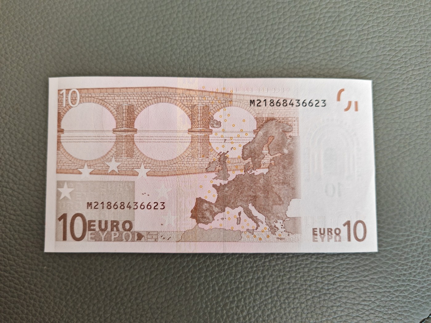 欧盟纸币Euro 稀有冠 2002版 二签 10欧元 M冠葡萄牙版 全新UNC