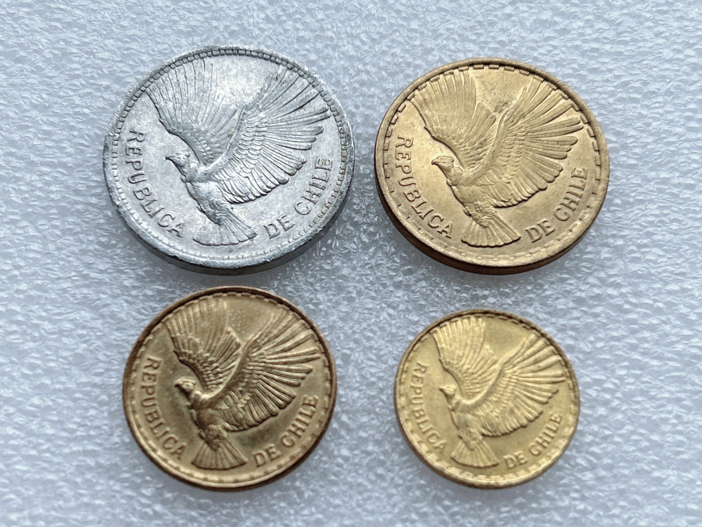 全场一元起拍 世界钱币散币、银币专场 第48期 秃鹫老鹰版 智利1957-1969年版硬币4枚