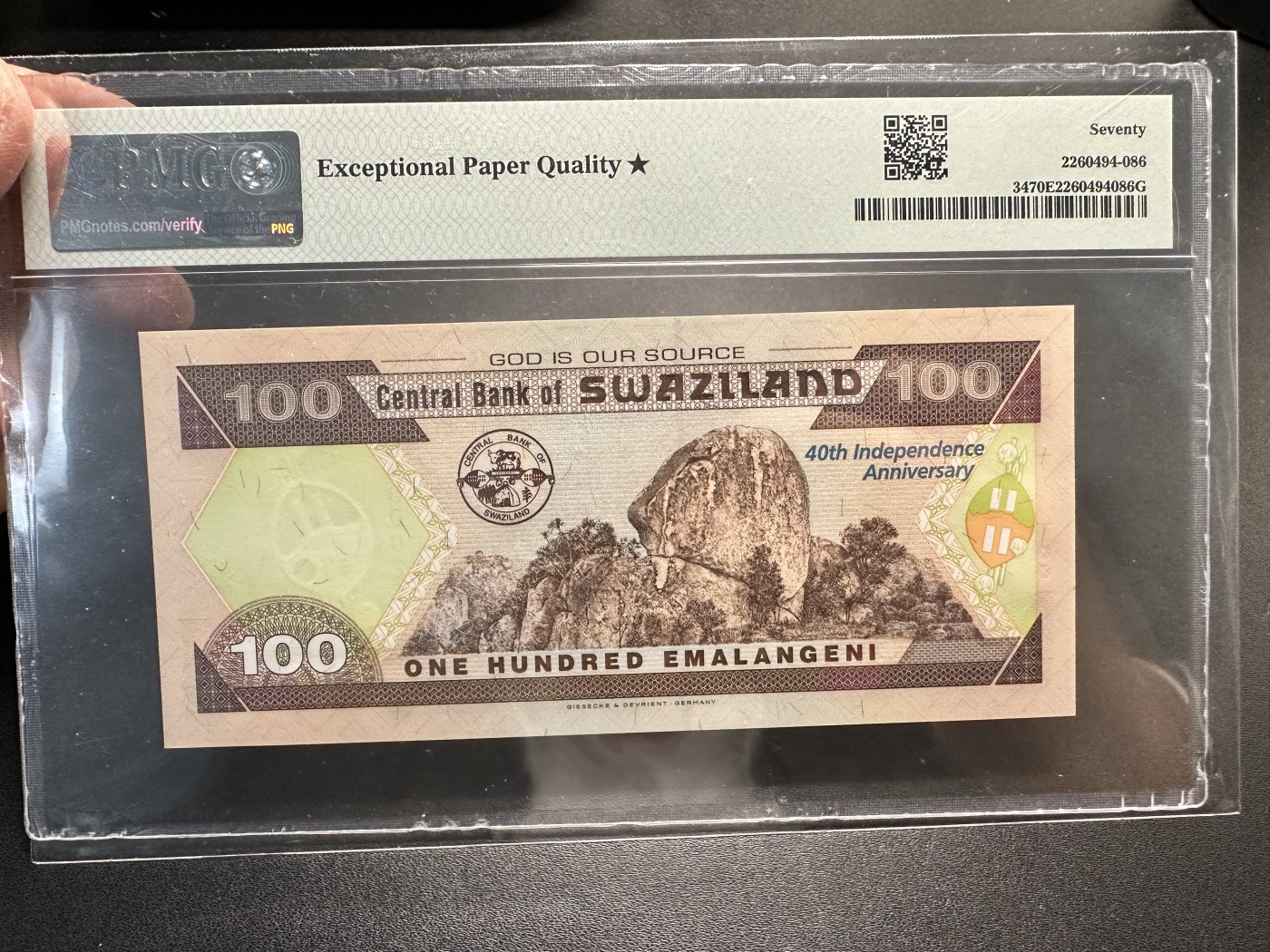 《外钞收藏家》第三百二十三期 2008年斯威士兰100 千位号 纪念钞 无47 PMG70🌟
