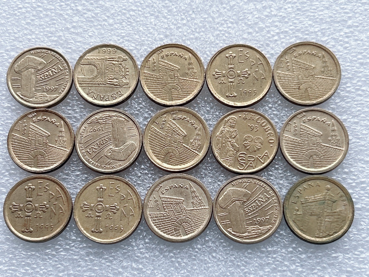 全场一元起拍 世界钱币散币、银币专场 第49期 西班牙90年代5比塞塔纪念币 15枚 有重复