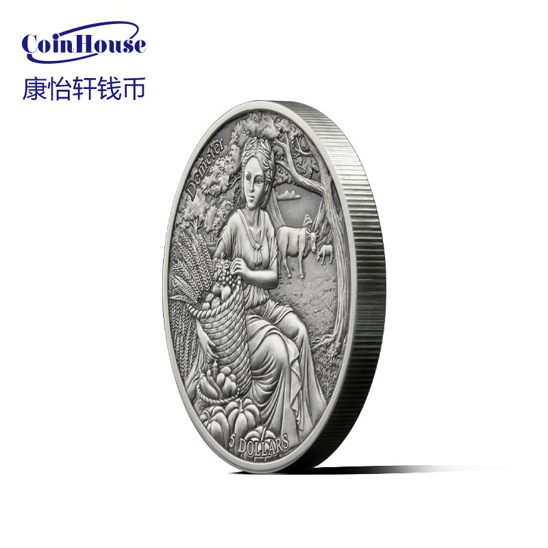 2021萨摩亚奥林匹斯诸神守护星座系列--得墨忒尔VS处女座仿古银币