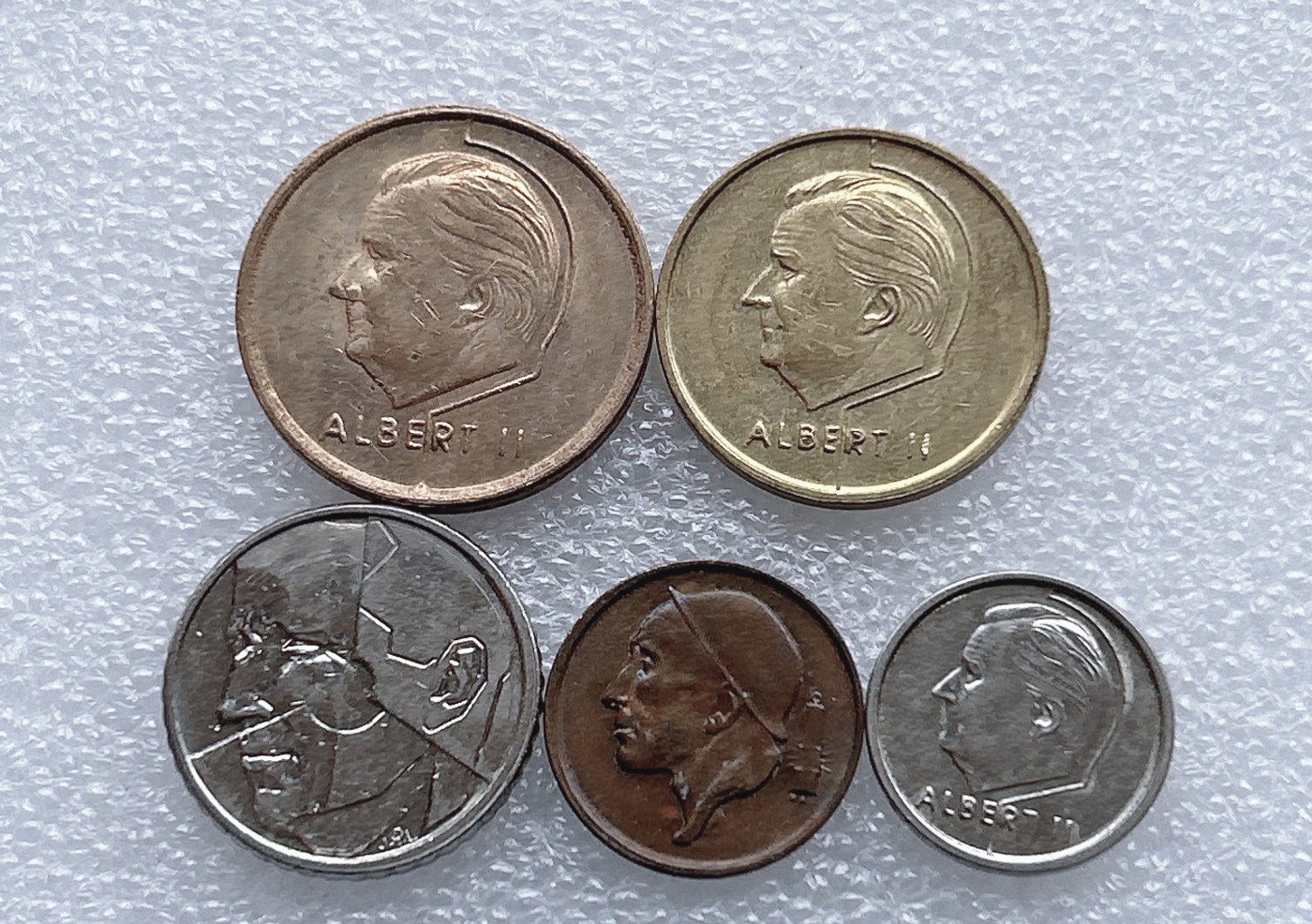 全场一元起拍 世界钱币散币、银币专场 第48期 比利时5枚套 8字法文版