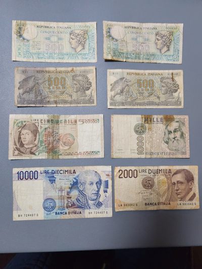 外国纸币第16期 - 意大利一组破旧污损