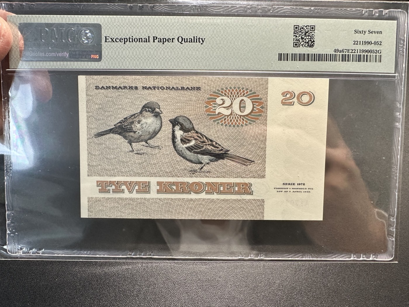 《外钞收藏家》第三百二十三期 1979年丹麦动物版20克朗 无47 PMG67