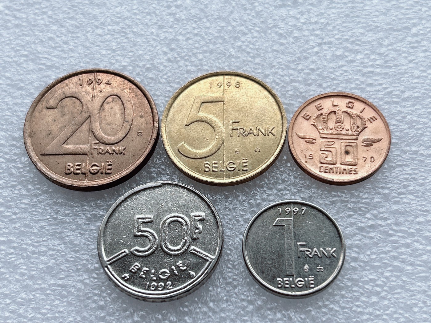 全场一元起拍 世界钱币散币、银币专场 第48期 比利时套币5枚 6字荷兰文版