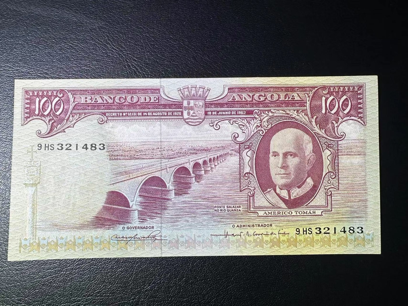 【Blue Auction】✨世界纸币精拍第408期【精】 安哥拉 1962年100埃斯库多 精美象群 UNC-