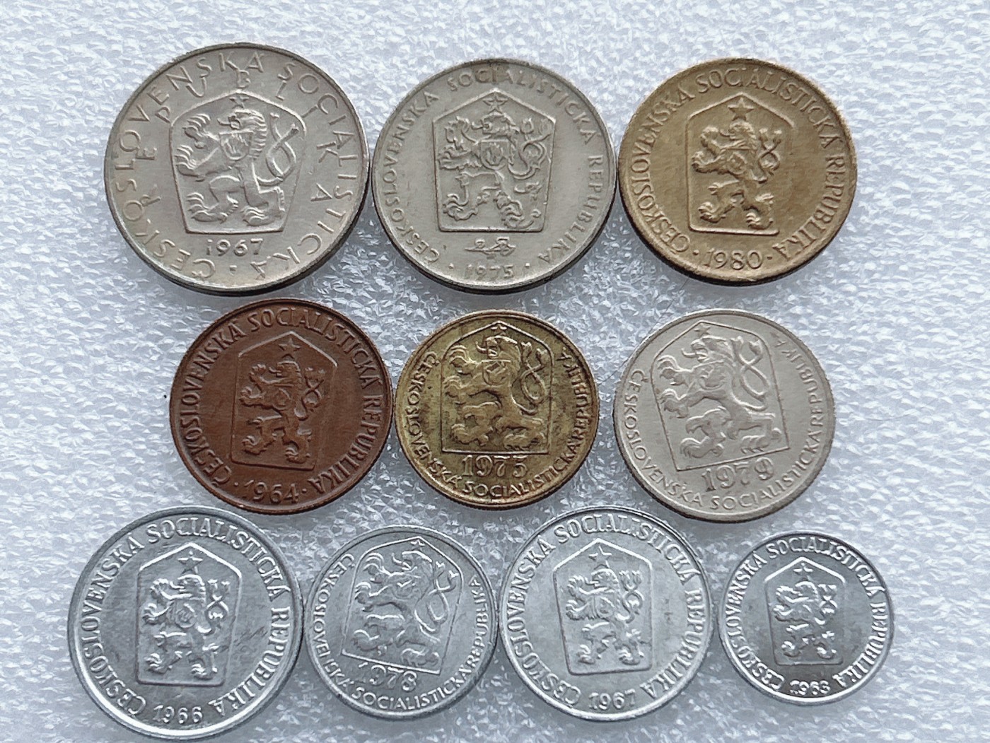 全场一元起拍 世界钱币散币、银币专场 第48期 捷克斯洛伐克 狮子全套10枚硬币