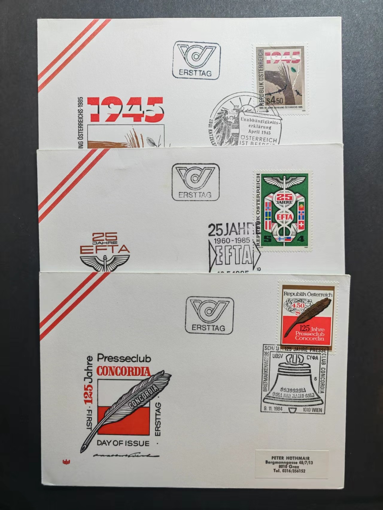 精选多國郵票品🔥⚡️🌞（拍卖场）专场 第③⑨场 奥地利首日封（周年纪念系列）3件