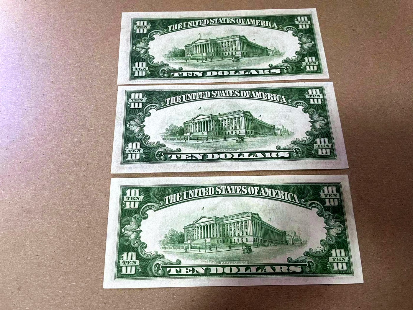 【Blue Auction】✨世界纸币精拍第408期【精】 【一组3张】美国 fr.2006-B 1934年10美金 全新UNC （From The APD Currency Collection）