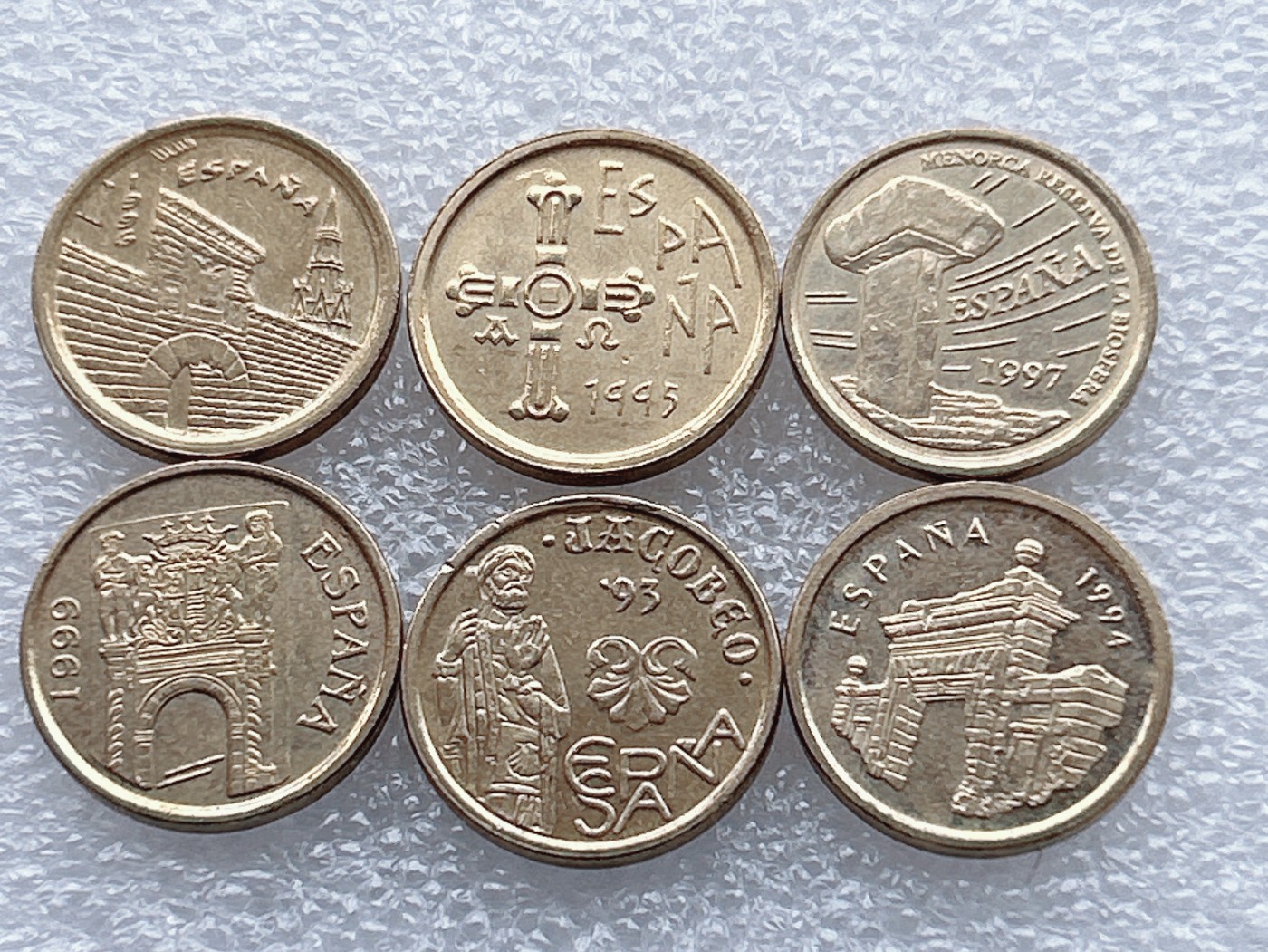 全场一元起拍 世界钱币散币、银币专场 第48期 西班牙90年代5比塞塔纪念币 6枚 不同版