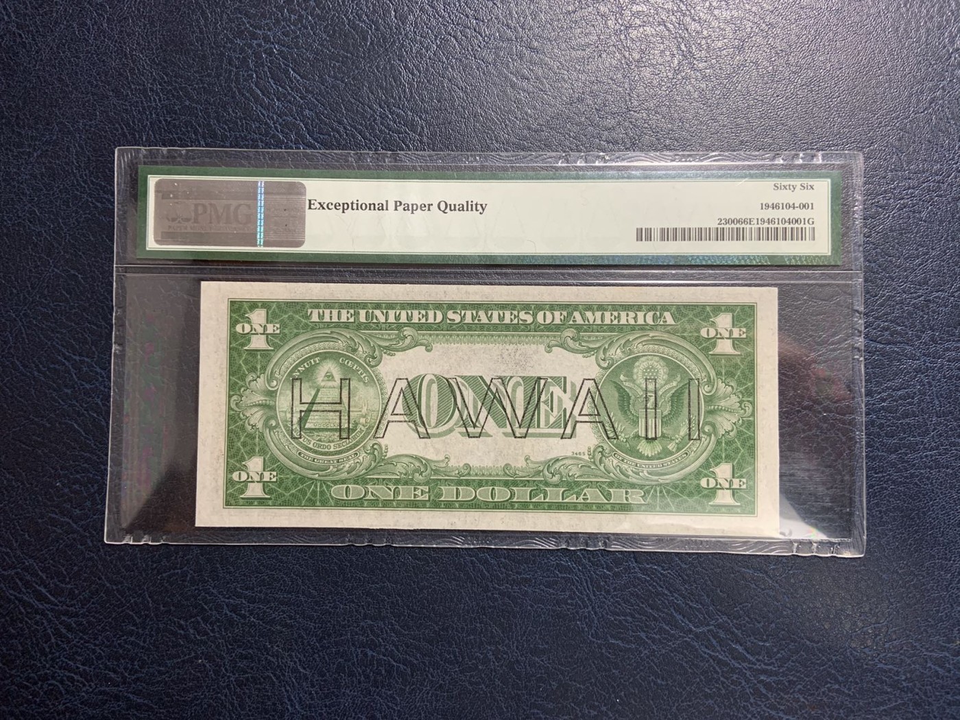 收藏联盟Quantum Auction 第312期拍卖  美国1935年1美元夏威夷券 PMG66 号码无47