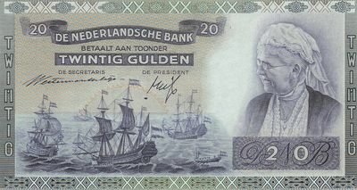 小福收藏拍卖第143期 裸钞场 本期有多张豹子号靓号 马尔代夫2015年A冠全同狮子号大全套 越南51年1000元 奥地利施特劳斯 南越香蕉树 德国1000马克A冠 黑山10帕拉百年老钞 多国样钞全同号大全套 丹麦  突尼斯 朝鲜 古巴等多国精美纸币 - 荷兰 1941年 20盾 首版 艾玛女王和吕特海军上将舰队 经典老钞 unc