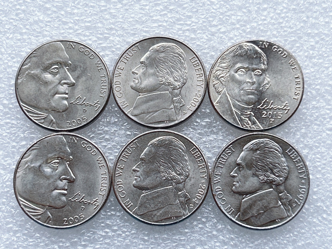 全场一元起拍 世界钱币散币、银币专场 第48期 美国5美分硬币6枚 无重复