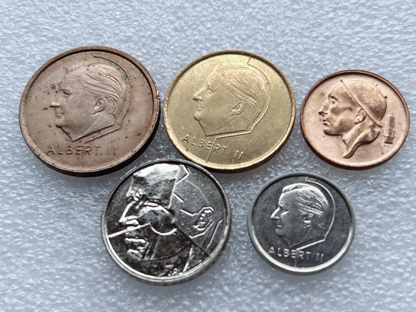 全场一元起拍 世界钱币散币、银币专场 第48期 比利时套币5枚 6字荷兰文版