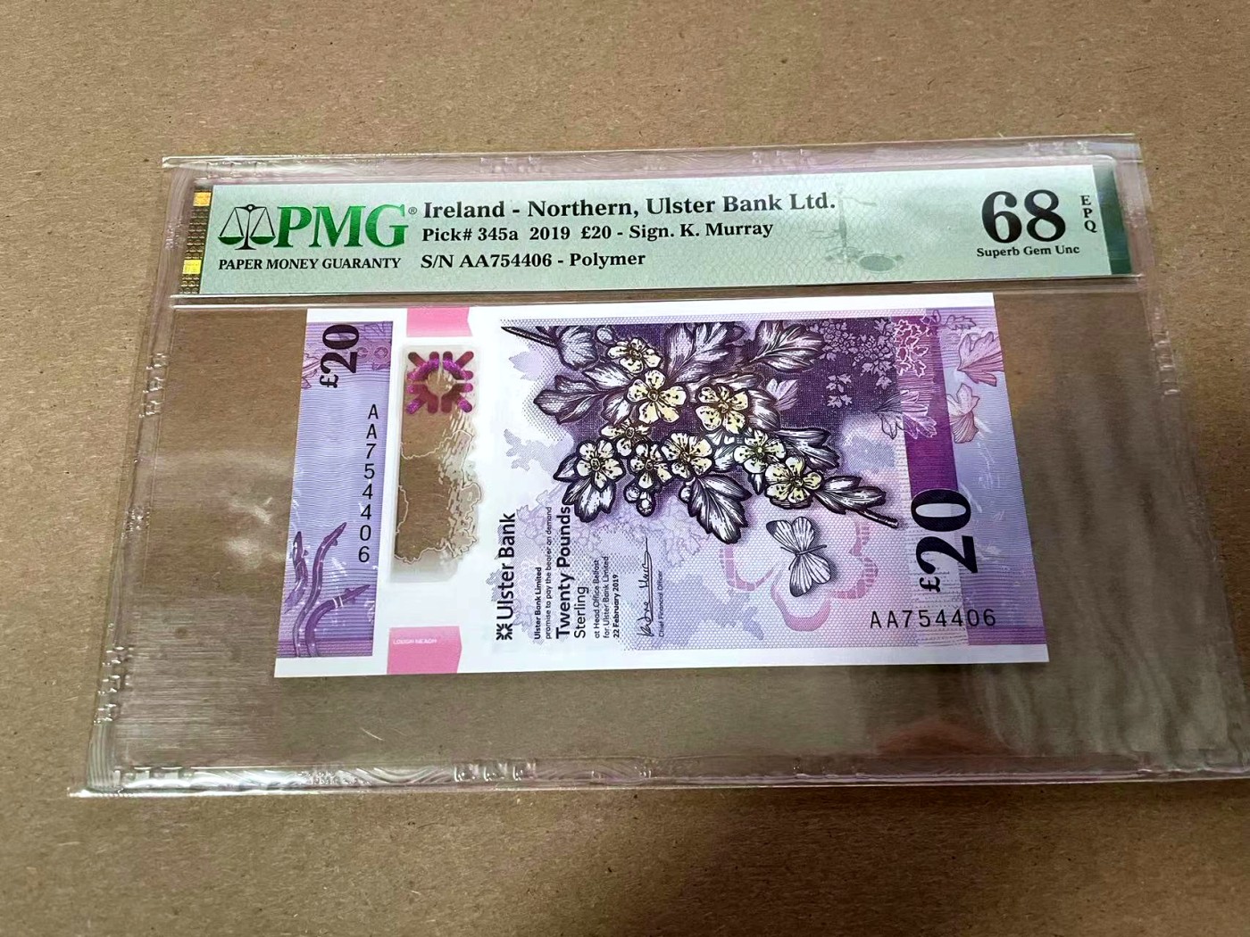 【Blue Auction】✨世界纸币精拍第408期【精】 【AA】北爱尔兰 2019年20镑 PMG68EPQ 超高分