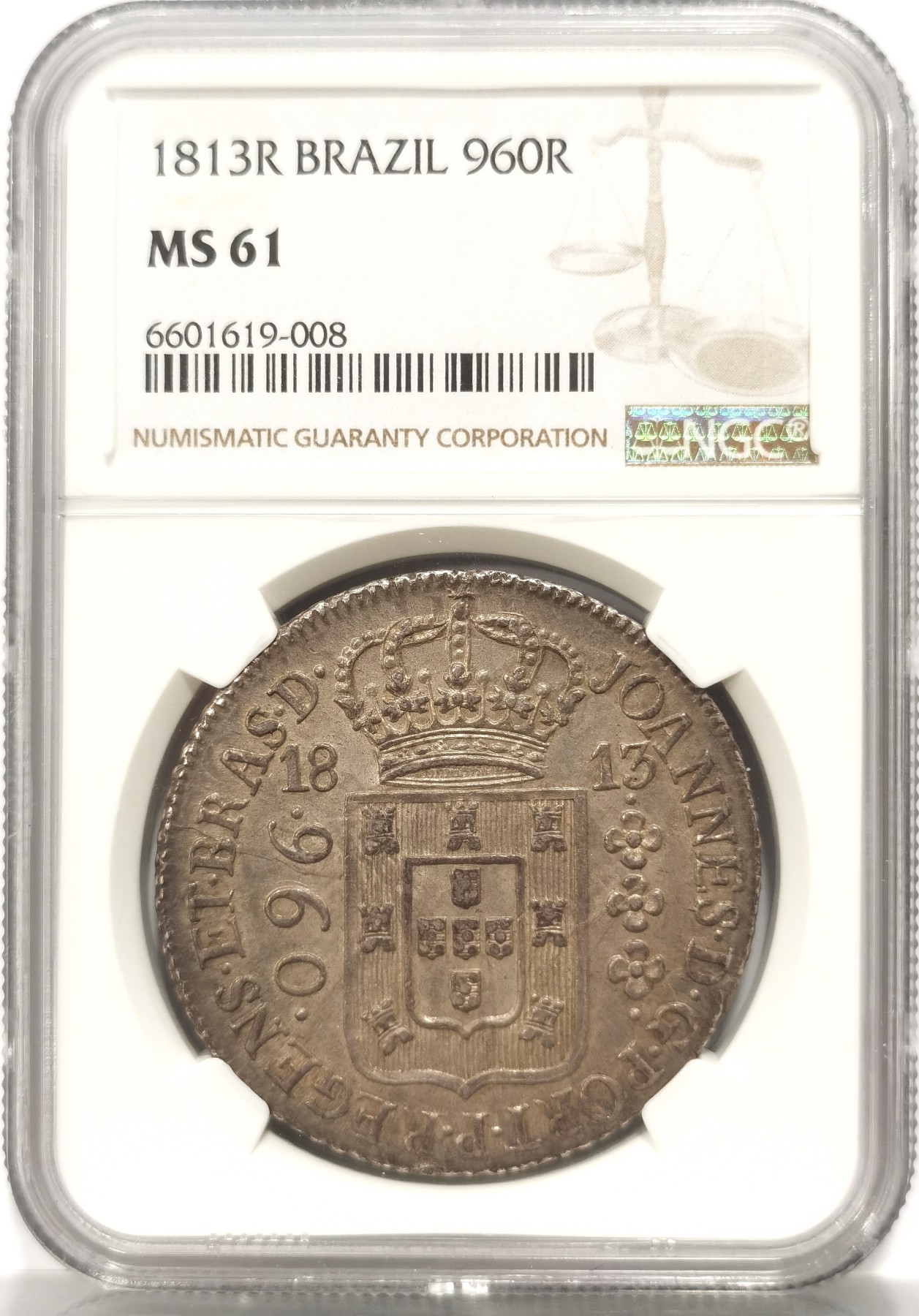 博洋堂世界钱币拍卖第057期（全场包邮） NGC MS61 葡属巴西1813年R版960R地球大银币，极品原味深打，少见早期年份，高品非常难得，MS级为麦稀奇首见