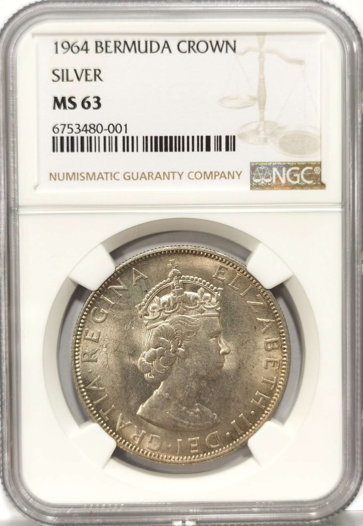 博洋堂世界钱币拍卖第057期（全场包邮） NGC MS63 英属百慕大1964年1克朗银币，收藏品相