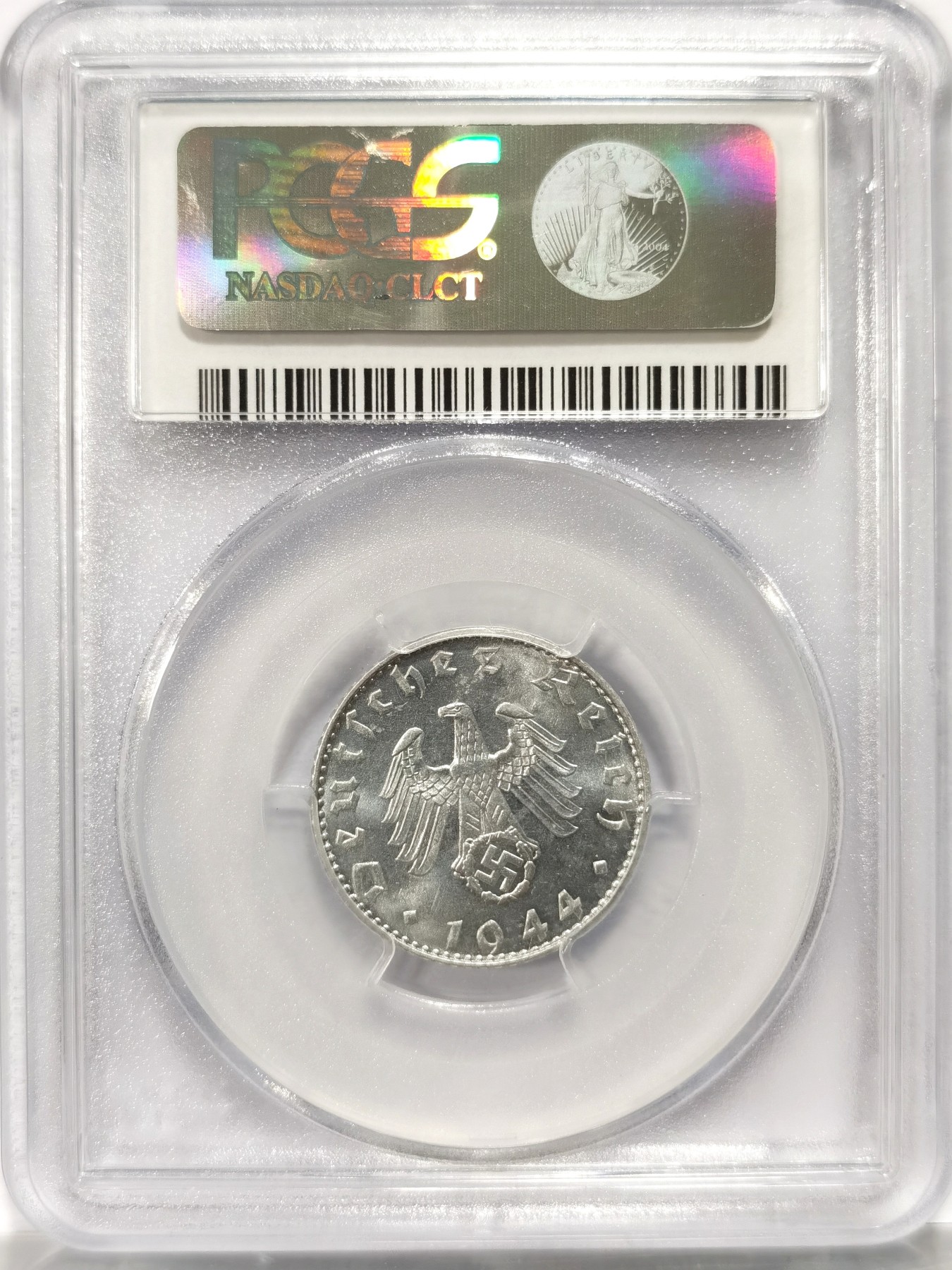 博洋堂世界钱币拍卖第057期（全场包邮） PCGS MS63 德国第三帝国1944年B版50芬尼铝币，发行量少，P盒高分少见