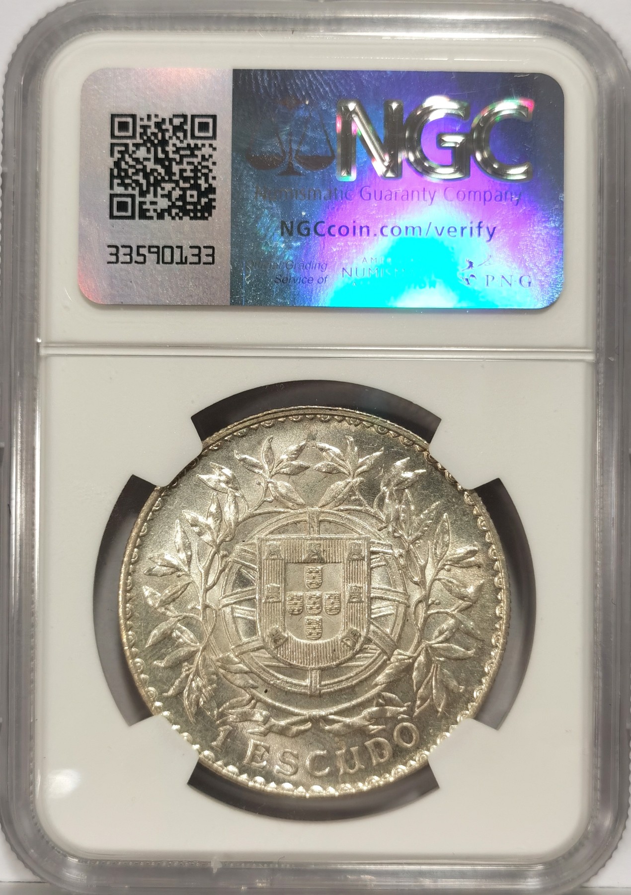 博洋堂世界钱币拍卖第057期（全场包邮） 1916年葡萄牙女神1埃斯库多纪念银币NGC-AU58，状态极佳，非常漂亮。略为低评，状态和品质不输MS级