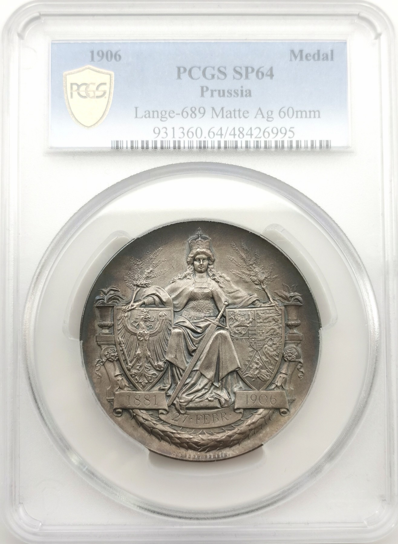 博洋堂世界钱币拍卖第057期（全场包邮） 1906年 威廉二世银婚纪念银章 PCGS SP64 高分好品 包浆醇厚 收藏佳品