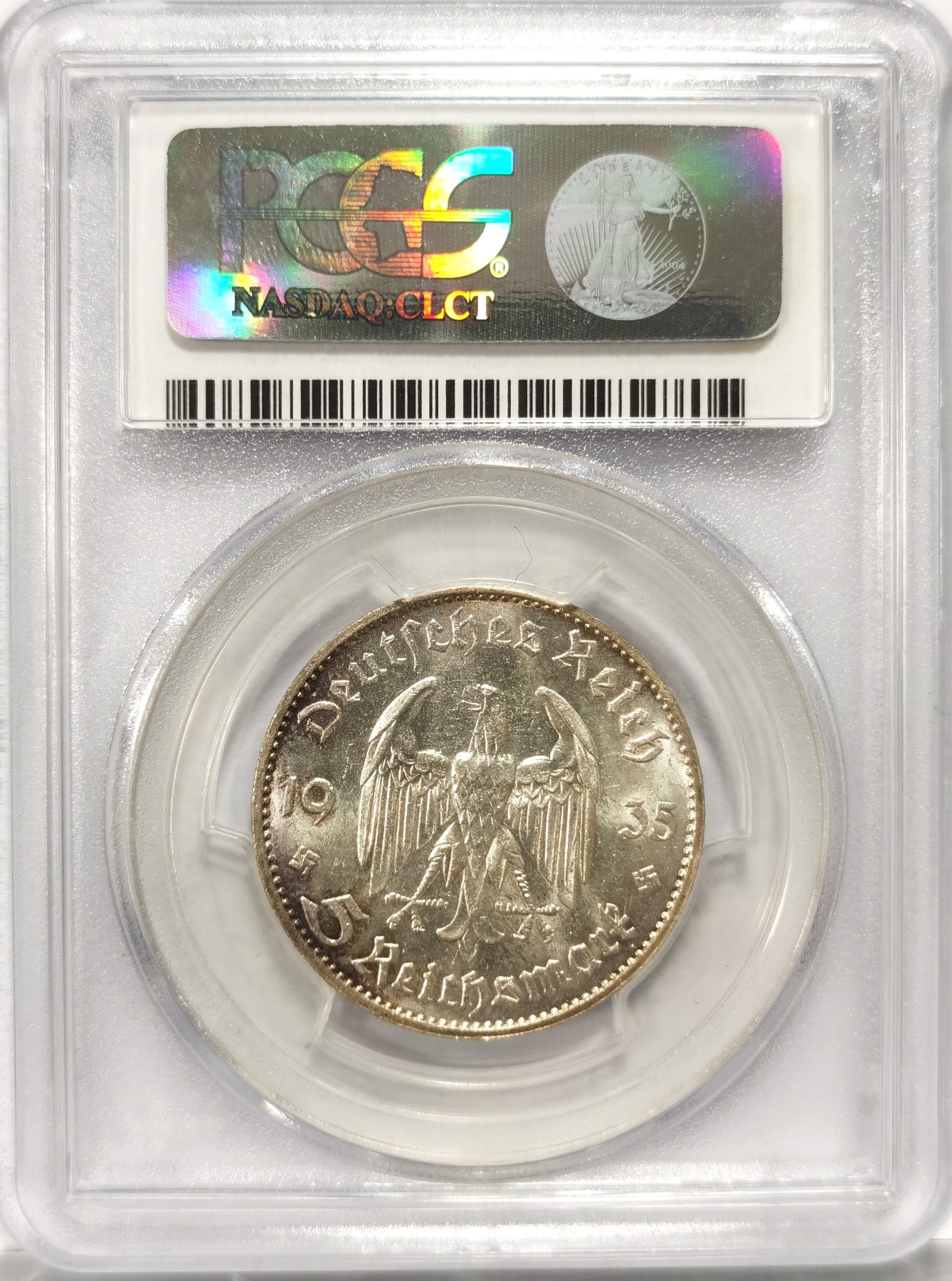 博洋堂世界钱币拍卖第057期（全场包邮） PCGS MS62 德国第三帝国1935年D版无字教堂5马克银币