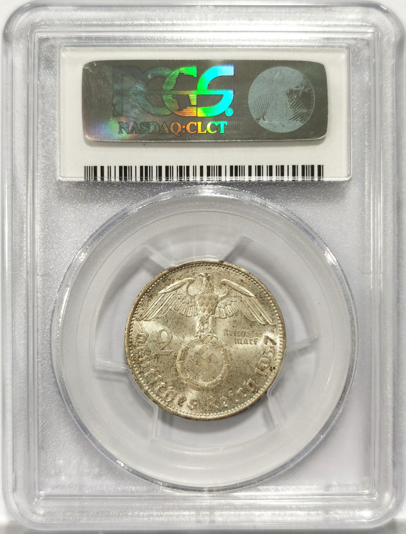 博洋堂世界钱币拍卖第057期（全场包邮） PCGS MS64 德国第三帝国1937年A版兴登堡2马克银币，原光犀利