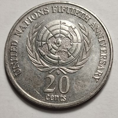 布加迪🐬～世界钱币🌾第 103 期 /  各国散币 - 澳大利亚🇦🇺 1995 年 20分 联合国成立 50 周年