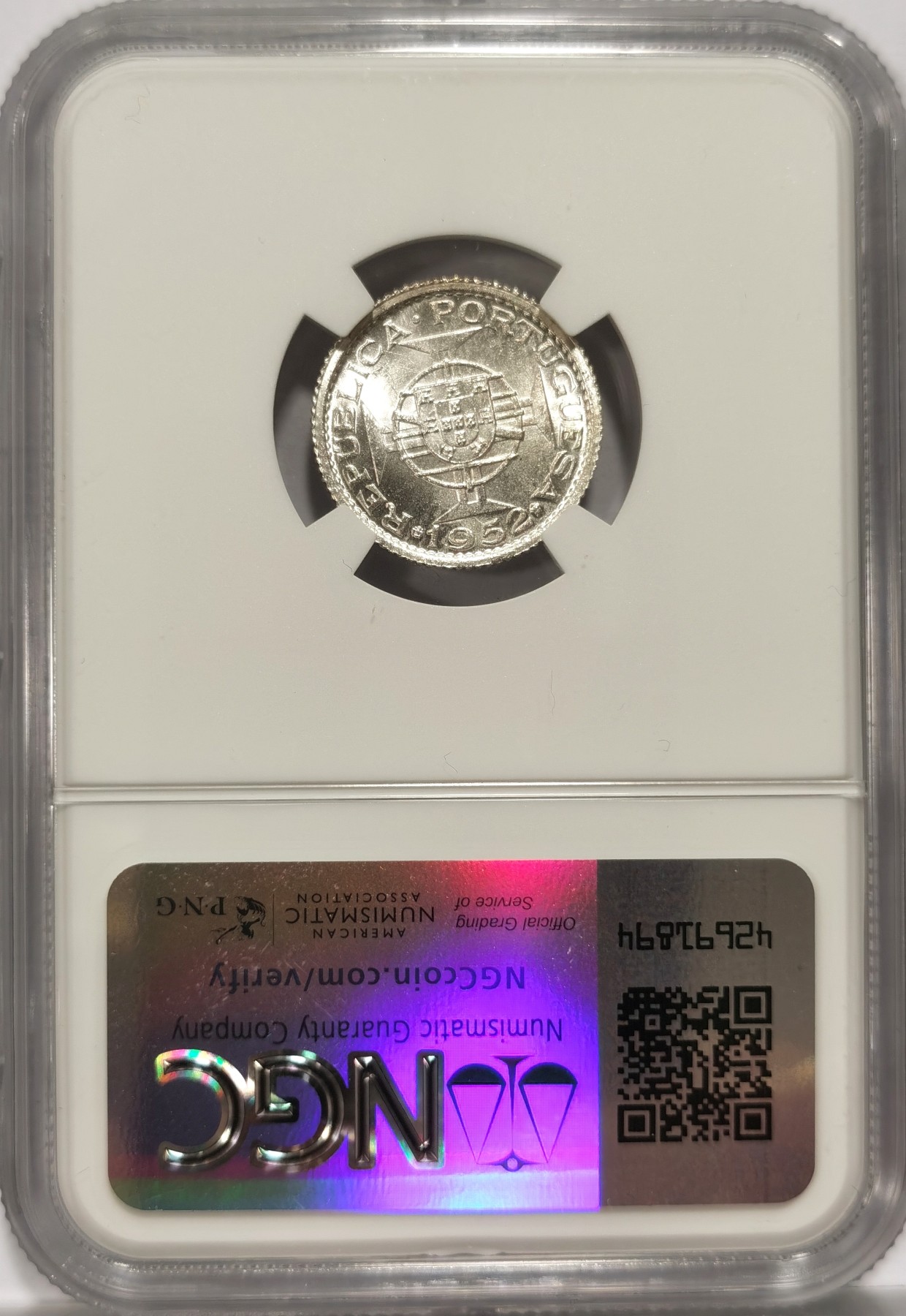博洋堂世界钱币拍卖第057期（全场包邮） NGC MS64 葡属澳门1952年壹圆，极少见高分