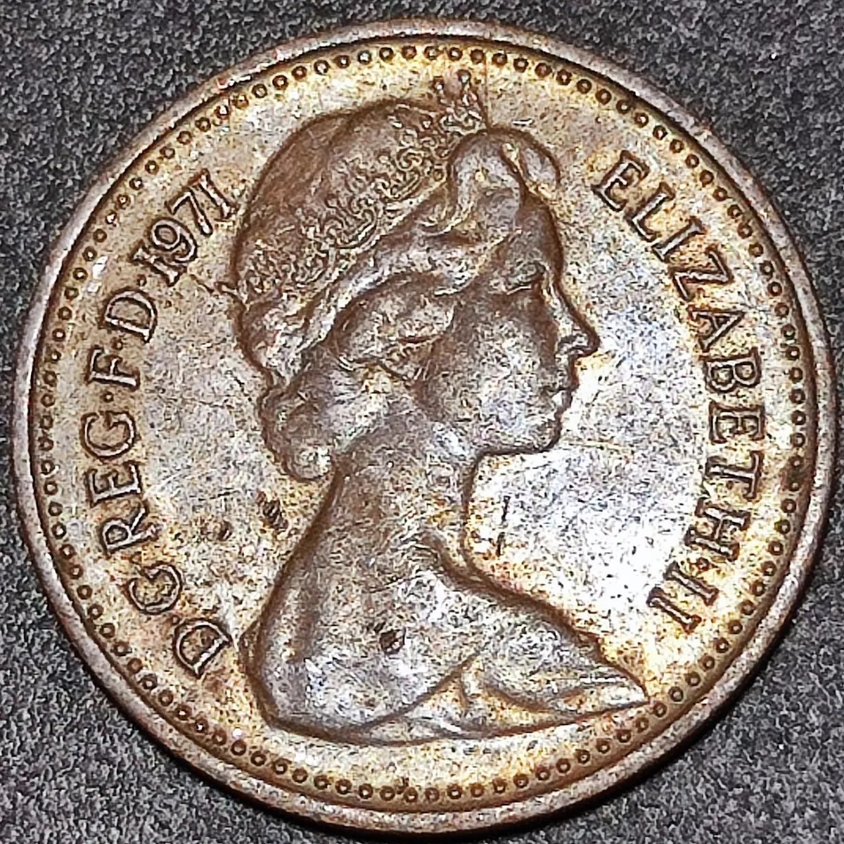 231222 都铎皇冠 英国1/2便士硬币 直径17mm 年份随机