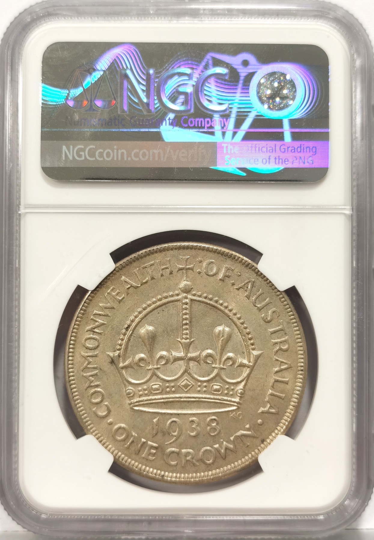 博洋堂世界钱币拍卖第057期（全场包邮） NGC AU58 英属澳大利亚1938年乔六克朗银币，铸造量10万枚