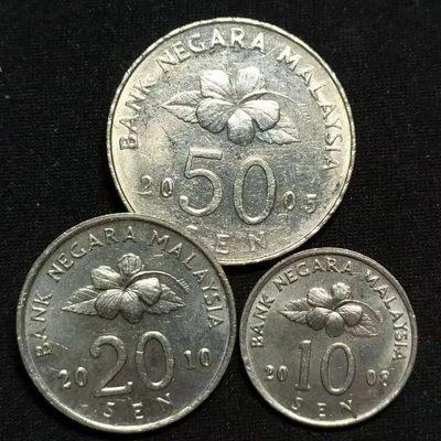 64-1 - 马来西亚民俗植物钱币一组3枚,保真随机发货。