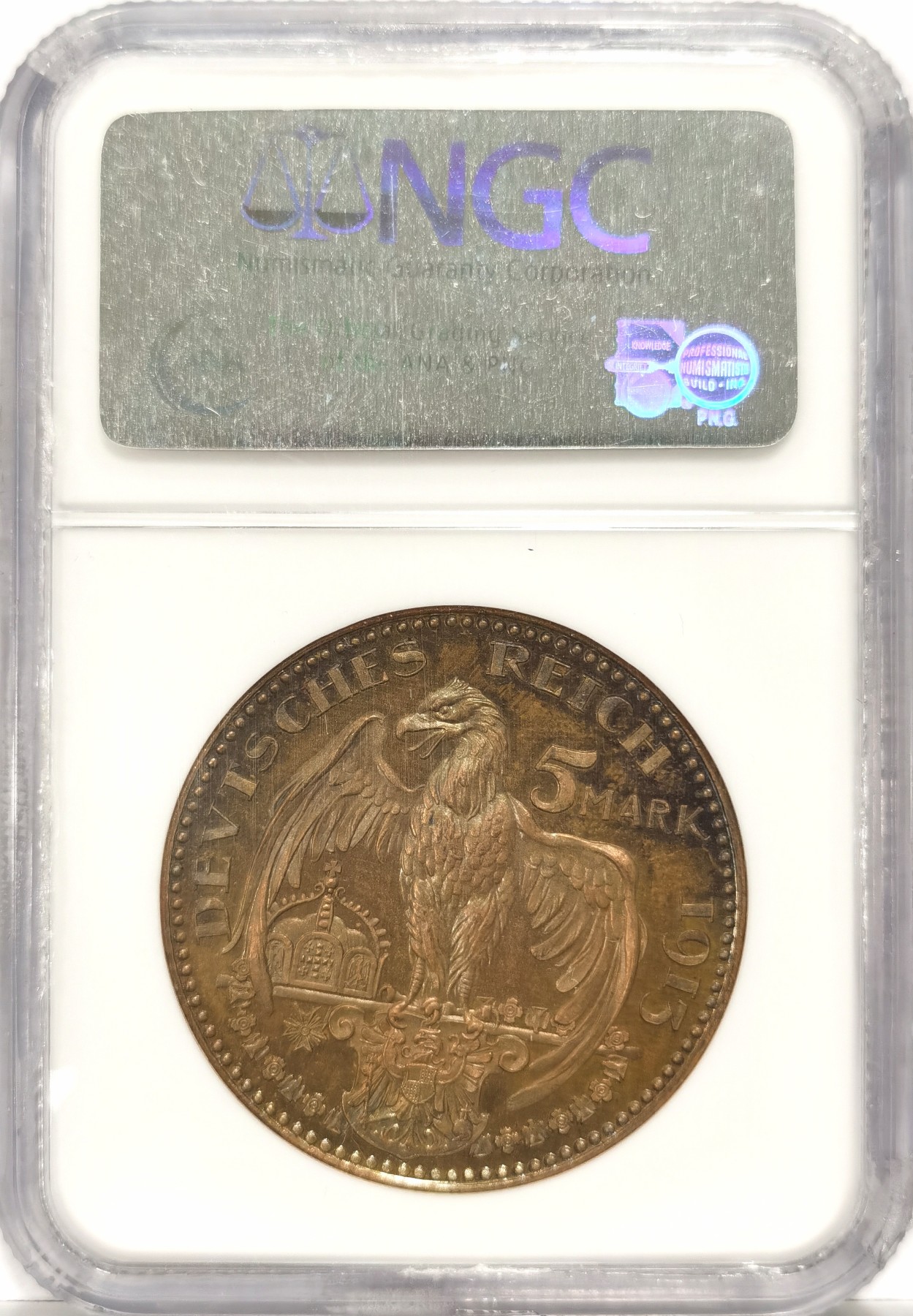 博洋堂世界钱币拍卖第057期（全场包邮） NGC PF64 1913年卡尔歌茨5马克精制样币，卡尔哥茨最漂亮的一枚样币