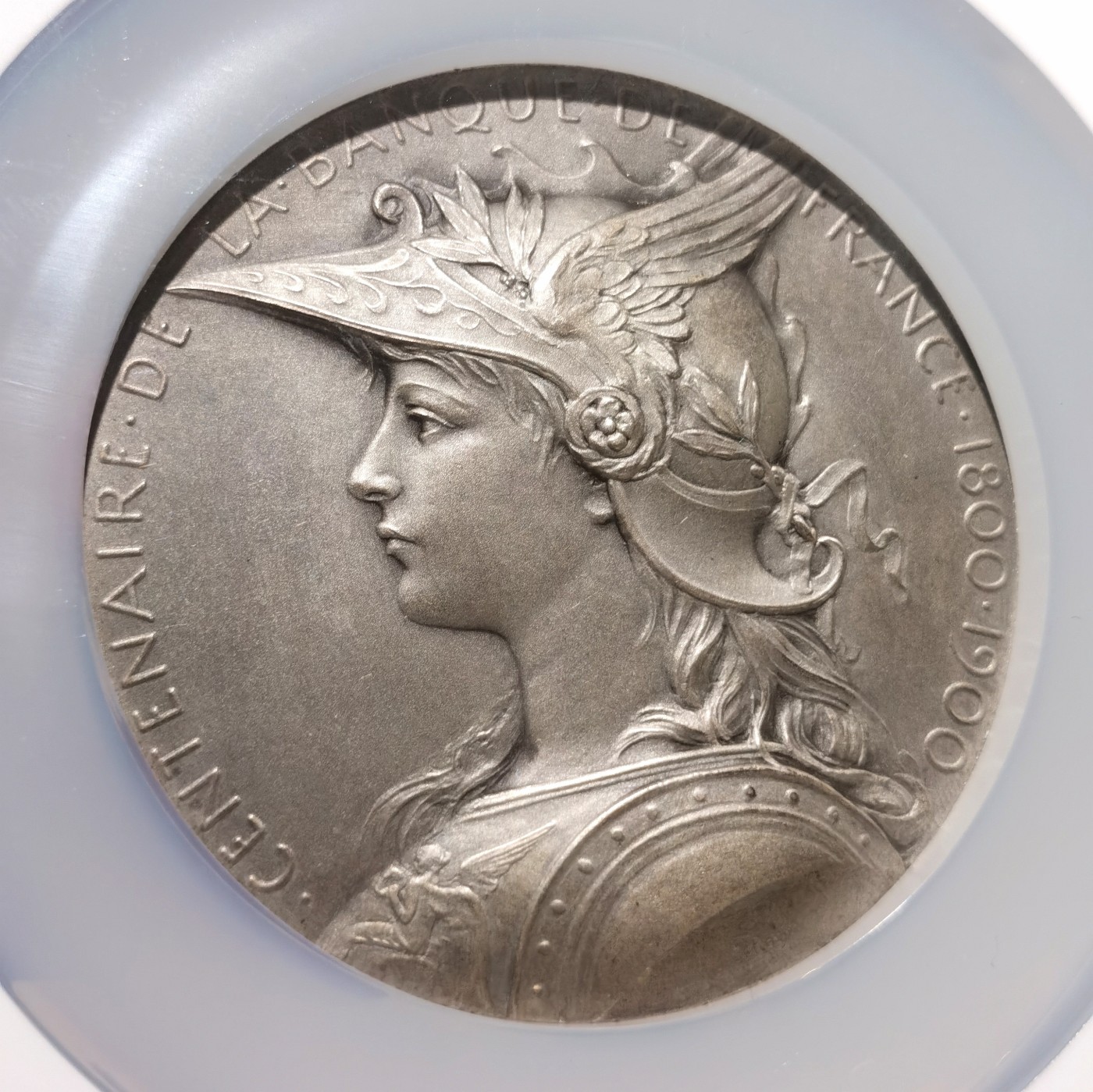 博洋堂世界钱币拍卖第057期（全场包邮） 经典章牌 法兰西银行成立百年纪念银章 roty作品 68mm直径 NGC MS64 高分好品 收藏佳品