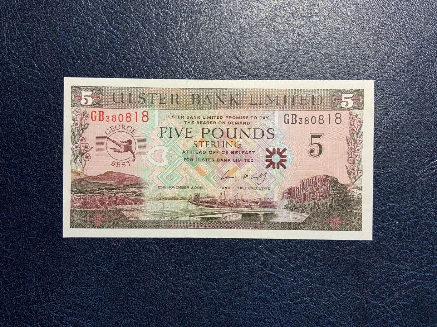 收藏联盟Quantum Auction 第313期拍卖  北爱尔兰2006年球星乔治贝斯特纪念钞 品相全新UNC 号码无457