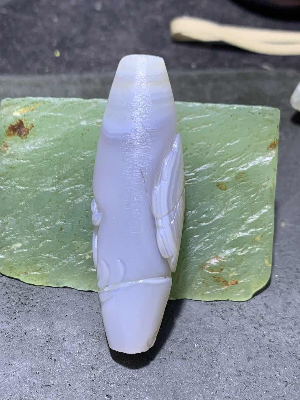 精美高玉化马达加斯加海洋玉髓手工俏色巧雕荷塘月色意境吊坠（把件）一个！