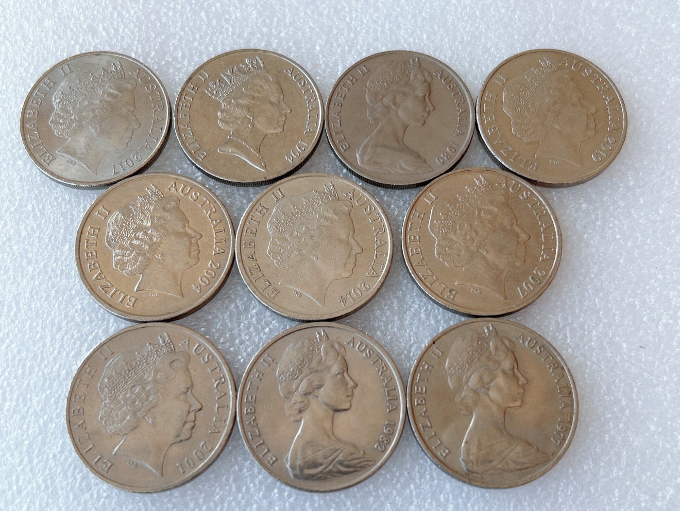 全场一元起拍 世界钱币散币、银币专场 第49期 澳大利亚20分鸭嘴兽 三个头像版 10枚