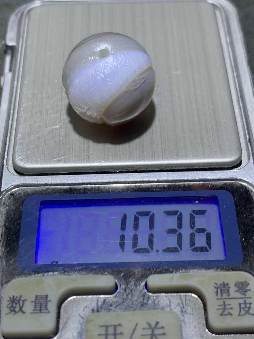 精美高玉化亚光天眼纹海洋玉髓手工俏色巧雕龙鱼随形圆珠一个！