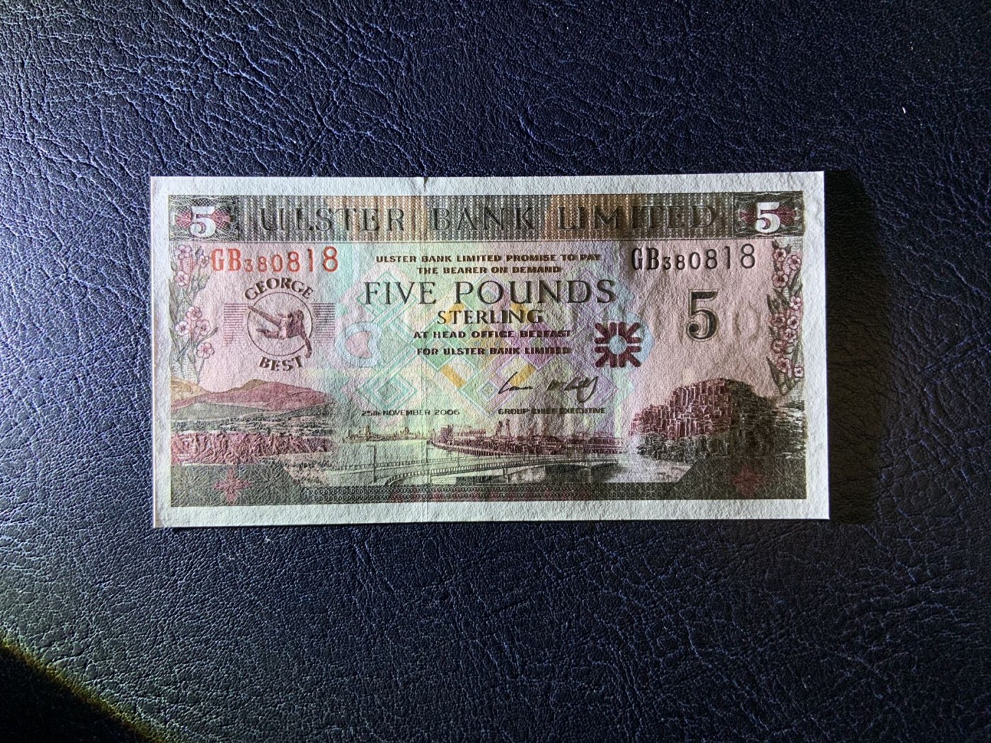 收藏联盟Quantum Auction 第313期拍卖  北爱尔兰2006年球星乔治贝斯特纪念钞 品相全新UNC 号码无457