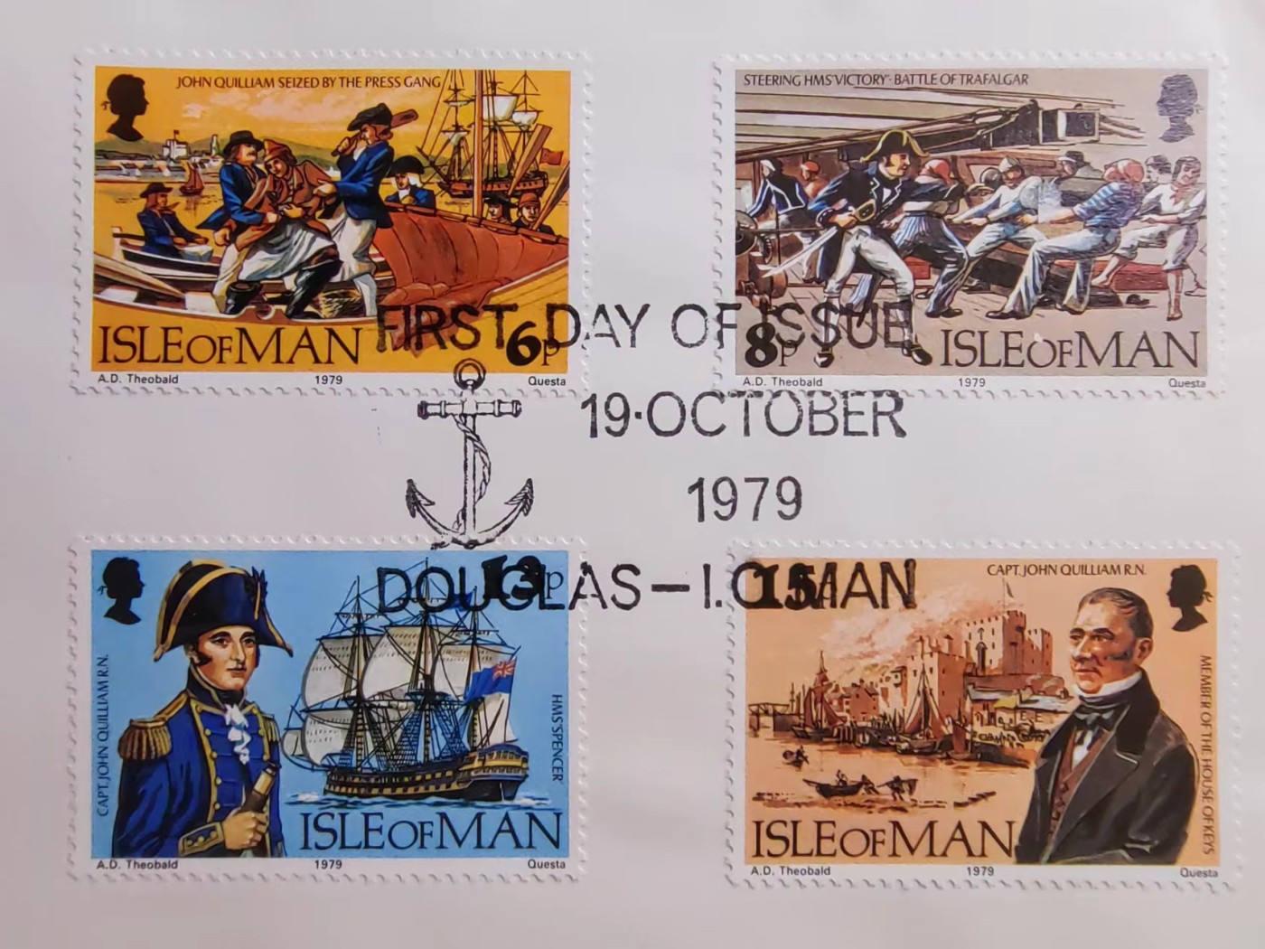 精选多國郵票品🔥⚡️🌞（拍卖场）专场 第③⑨场 马恩岛1979年 皇家海军英雄上议院议员约翰奎廉舰长 4全