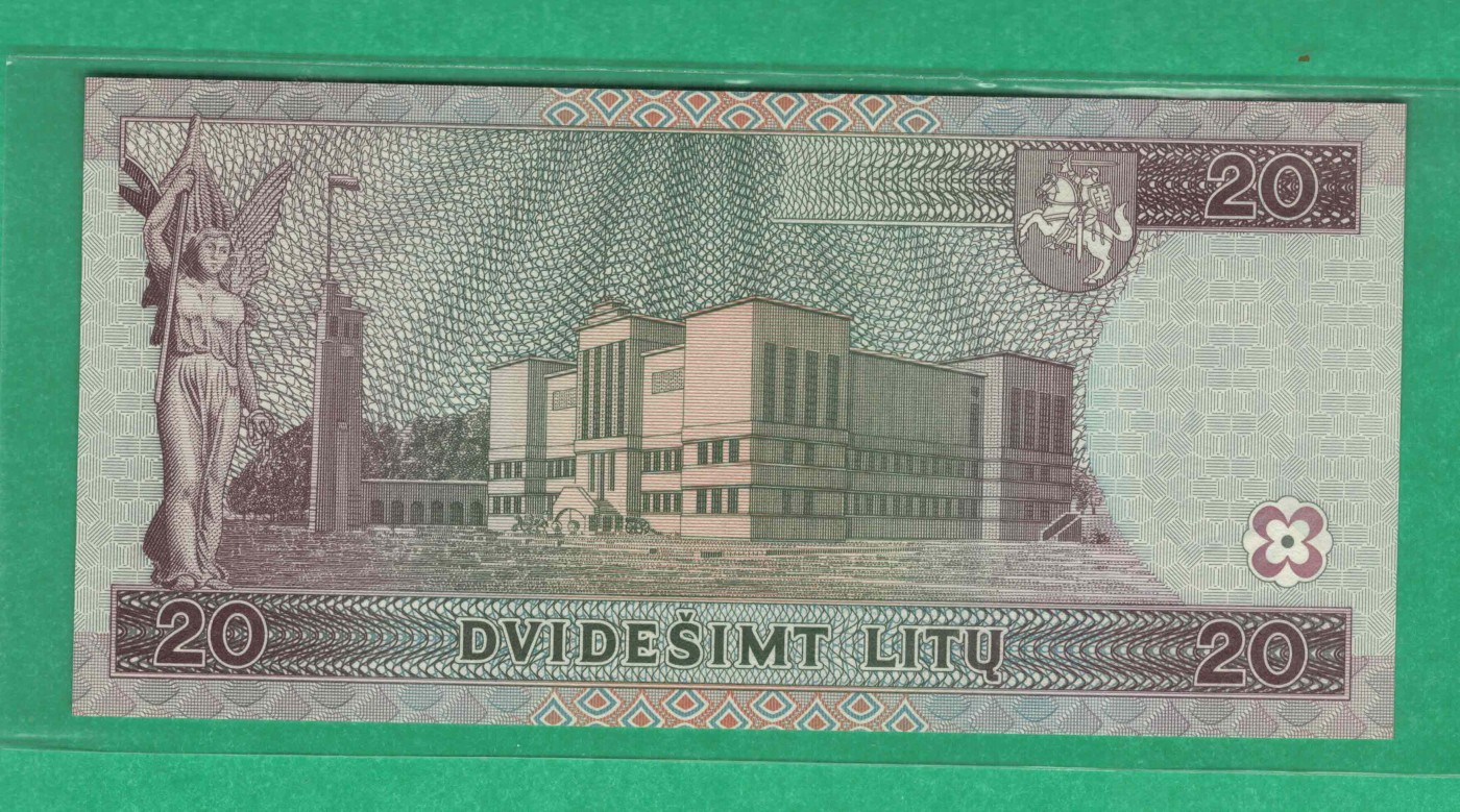 立陶宛1997年20立特 P-60 欧洲纸币 实物图 UNC