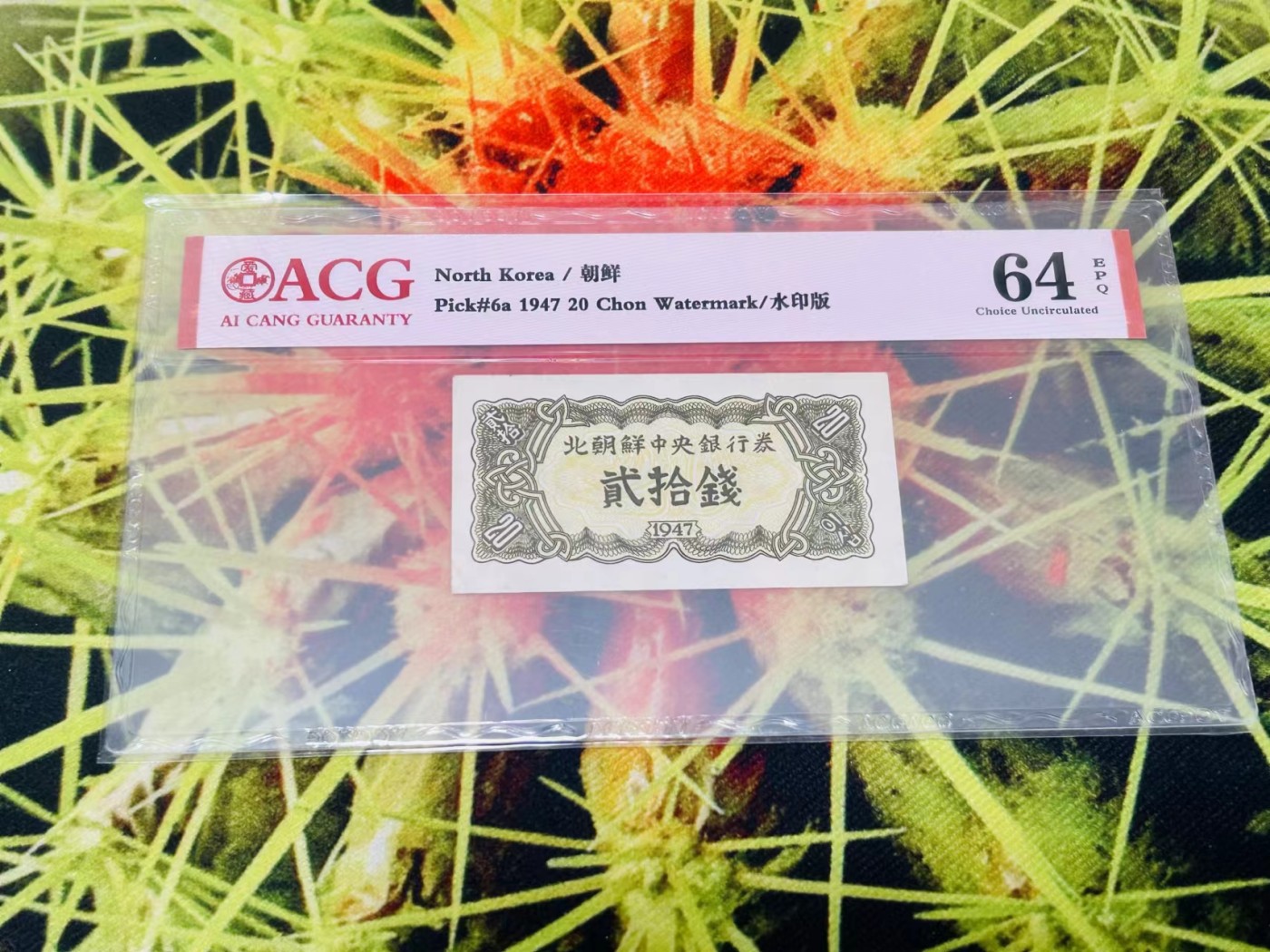 255.【鲸贝乐淘★两拍包邮】弟子规·第“冬则温，夏则清，晨则省，昏则定。”号拍卖 【朝鲜🇰🇵】1947年20钱，水印版，爱藏64E，高分稀有难得