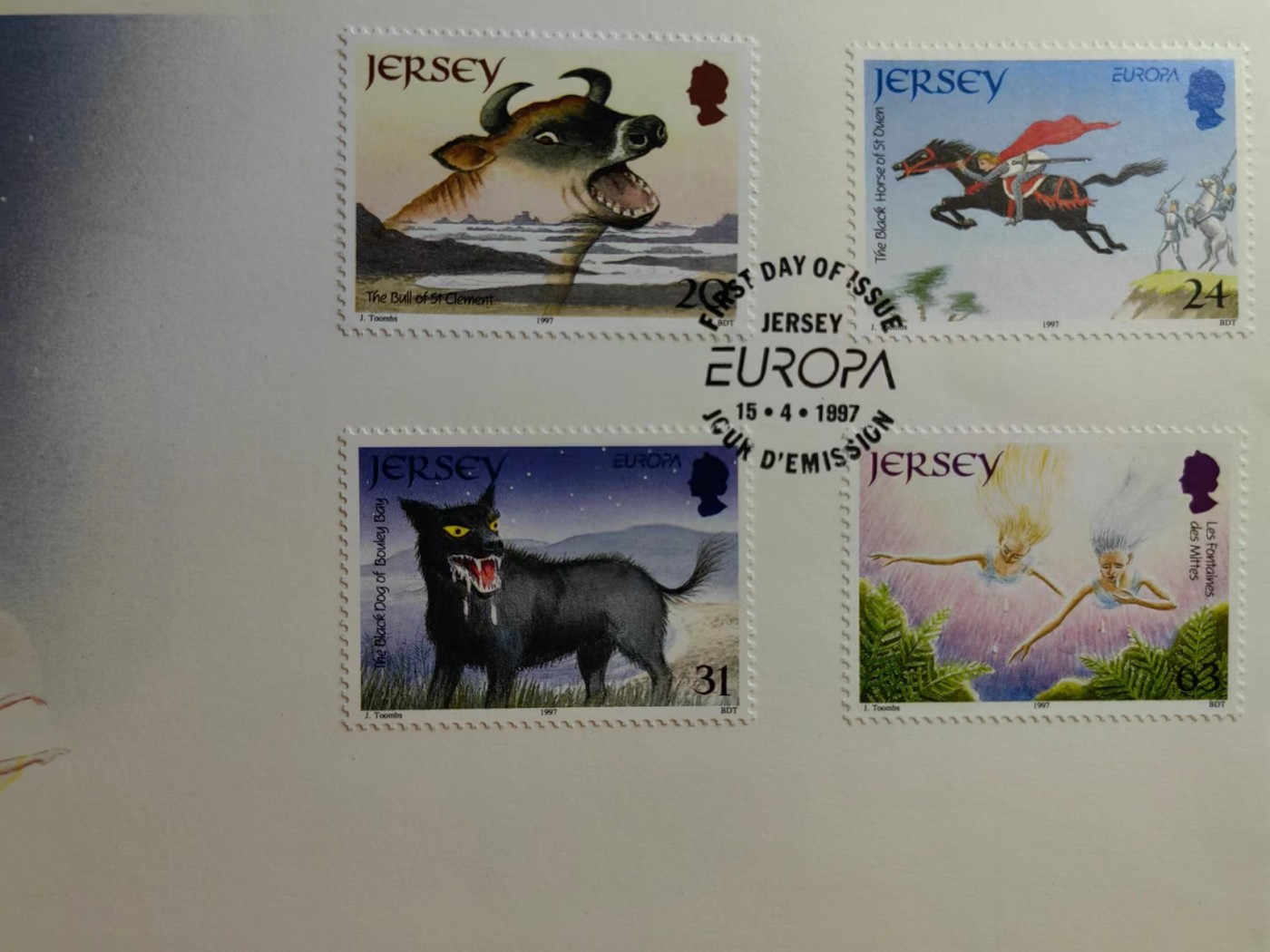 精选多國郵票品🔥⚡️🌞（拍卖场）专场 第③⑨场 泽西岛1997年 神话与传说 4全