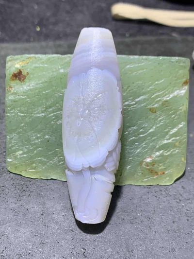 精美高玉化马达加斯加海洋玉髓手工俏色巧雕荷塘月色意境吊坠（把件）一个！ - 精美高玉化马达加斯加海洋玉髓手工俏色巧雕荷塘月色意境吊坠（把件）一个！