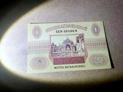 【Blue Auction】✨世界纸币精拍第409期【精】 【无47】荷属东印度 1940年1盾 佛像 UNC- 轻微瑕疵