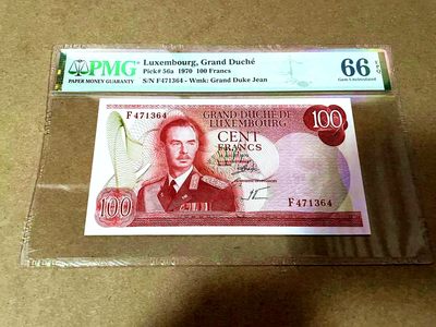 【Blue Auction】✨世界纸币精拍第409期【精】 卢森堡 1970年100法郎 PMG66EPQ 