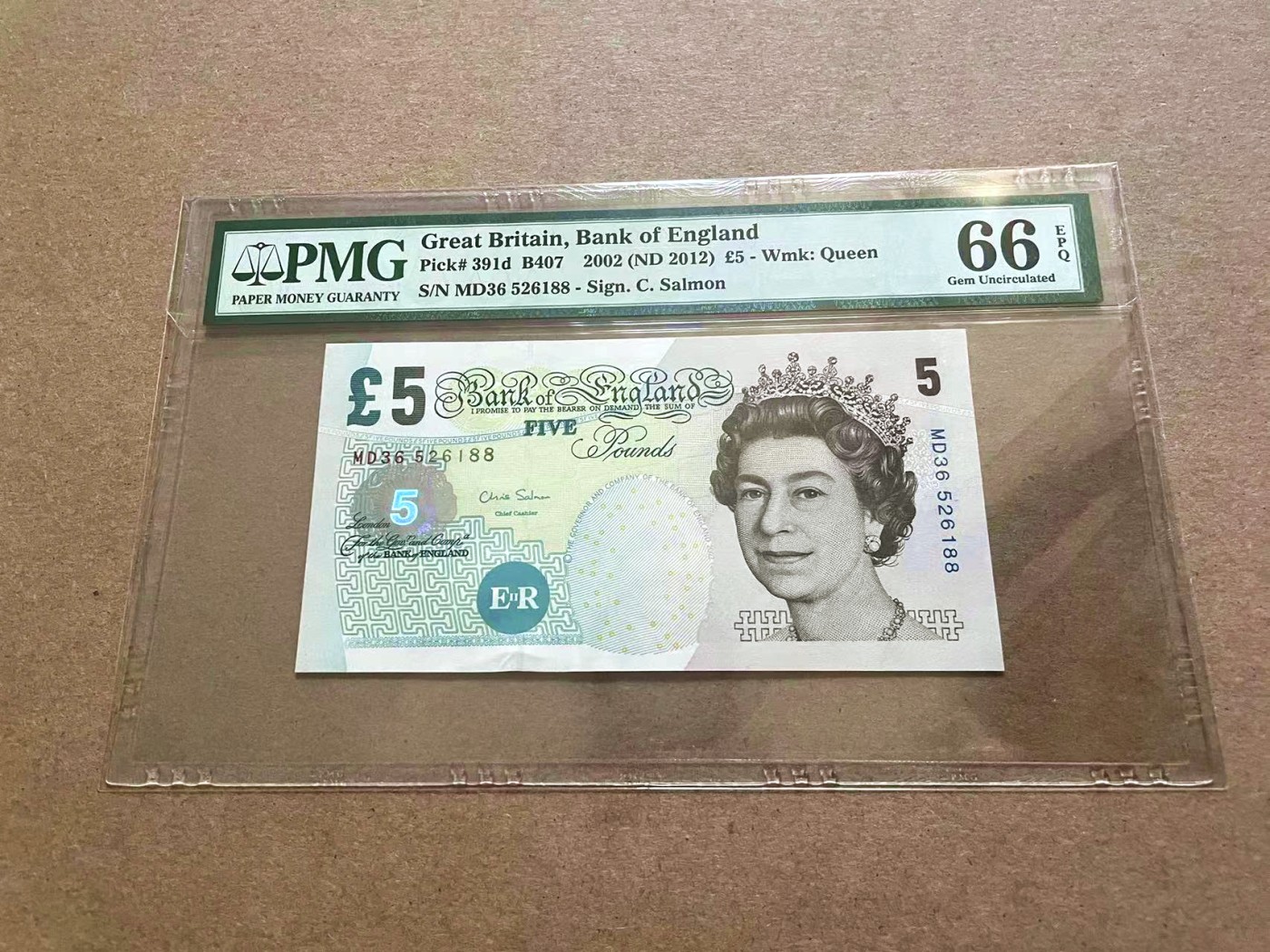 【Blue Auction】✨世界纸币精拍第409期【精】 【88尾无47】英国 2012年5镑 PMG66EPQ 